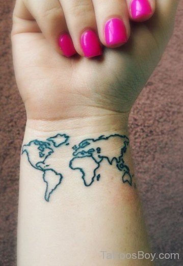Black Map Tattoo On Wrist-TB1020