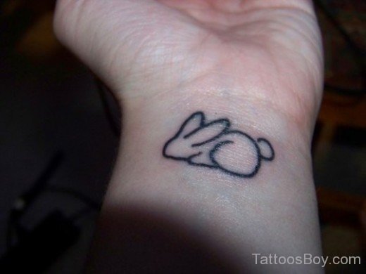 Black Outline Rabbit Tattoo On  Wrist-TB119