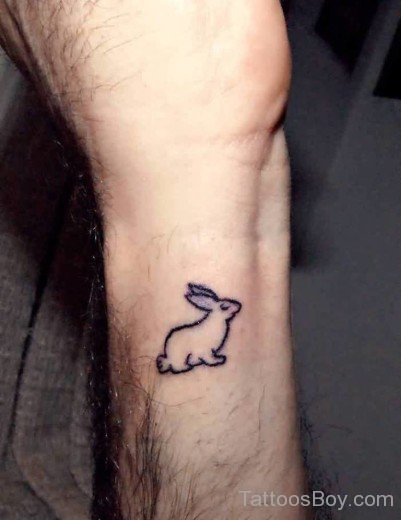 Black Outline Rabbit Tattoo On Wrist-TB120