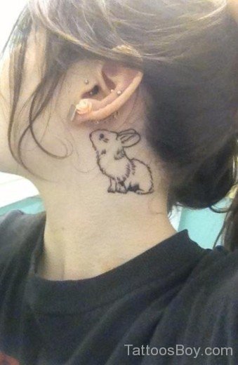 Rabbit Tattoo On Behind Ear-TB122