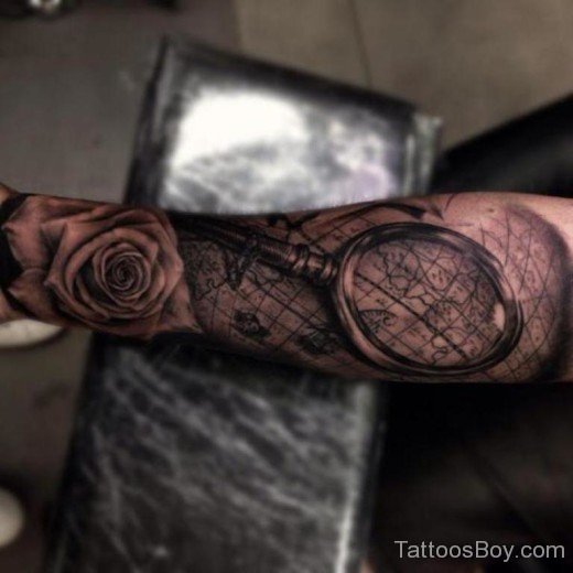 Black Rose And Map Tattoo-TB1021