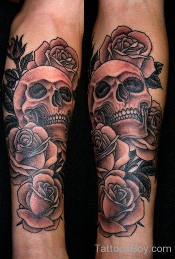 Black Rose And Skull Tattoo-TB12017