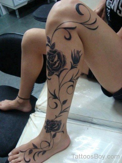 Black Rose Tattoo On Foot