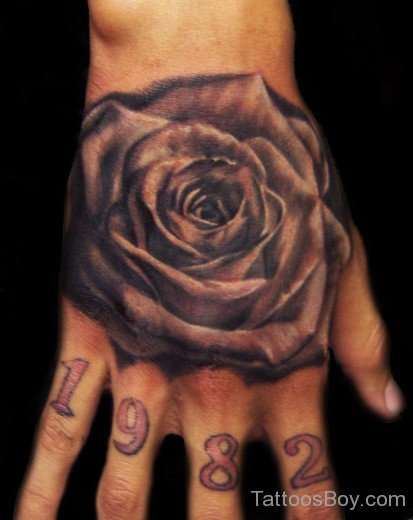 Black Rose Tattoo On Hand-TB12022