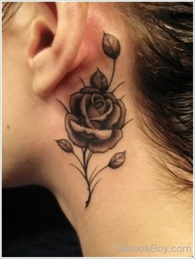 Black Rose Tattoo On Neck