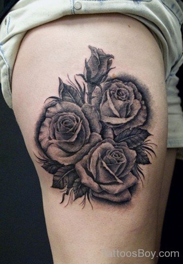 Black Rose Tattoo On Thigh-TB12025
