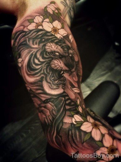 Black Tiger Tattoo On Bicep-TB1020