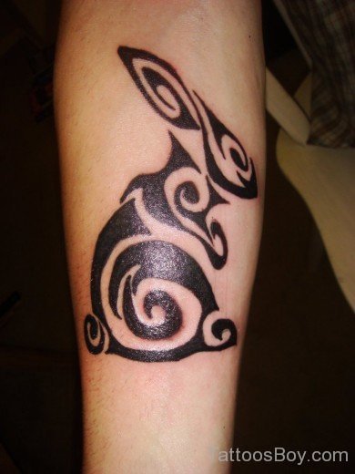 Black Tribal Rabbit Tattoo-TB123