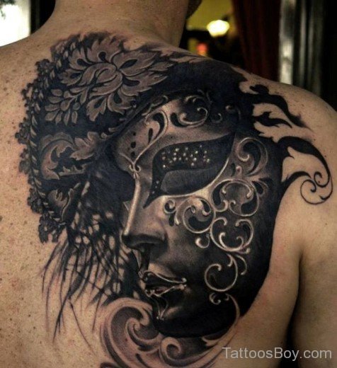 Black Venetian Mask Tattoo-TB1018