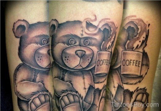 Black and Grey Memorial Teddy Bear Tattoo-TB113