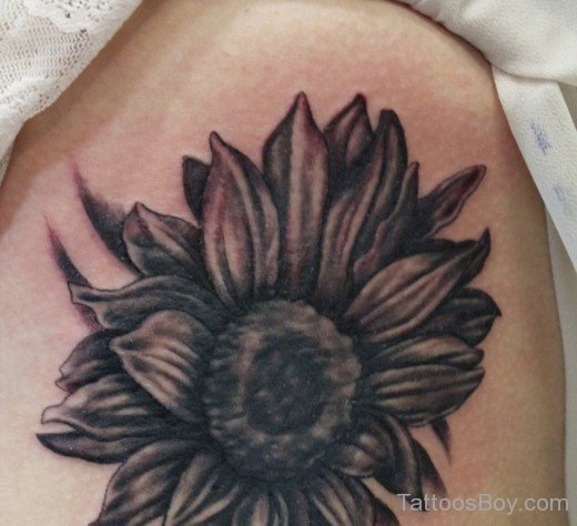 Black and Grey Sunflower Tattoo-TB1218