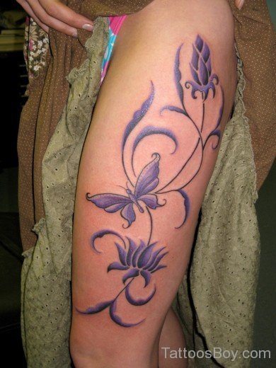 Blue Butterfly Tattoo On Leg-TB12032