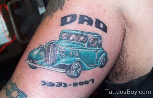 Blue Car Tattoo On Bicep