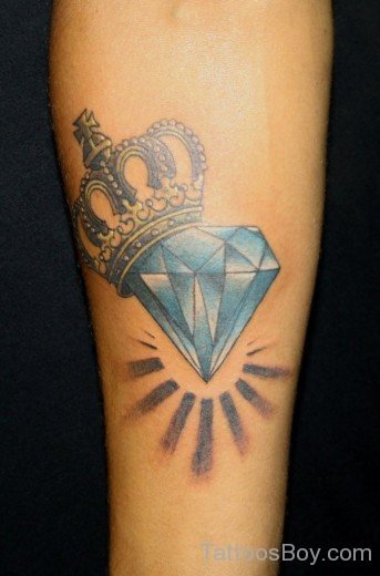 Blue Diamond And Crown Tattoo-TB1413