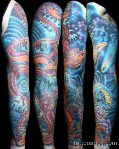 Blue Dragon Tattoo On Full Sleeve-TB1407