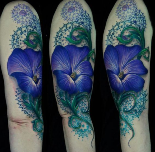 Blue Flower Tattoo Design-TB1036