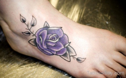 Blue Rose Tattoo On Foot-TB1023