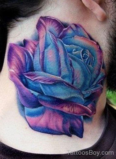 Blue Rose Tattoo On Neck-TB12032
