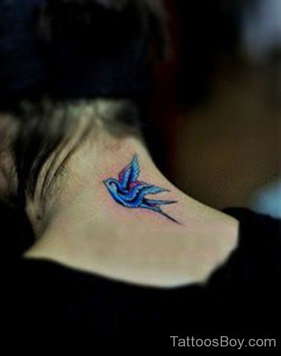 Blue Swallow Tattoo  On Nape-Tb1028