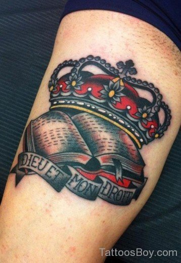 Book And Crown Tattoo-TB1025