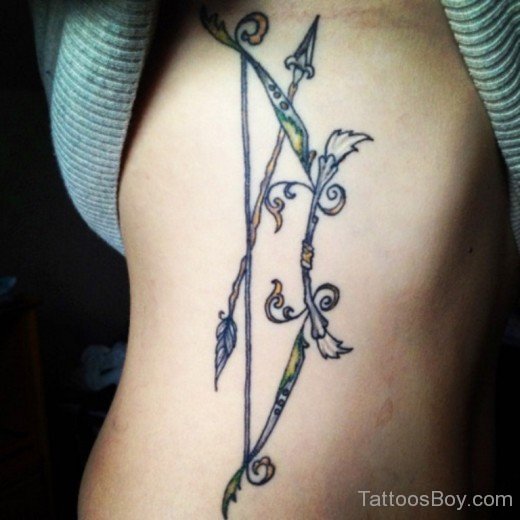 Bow And Arrow Tattoo On Rib -TB1440