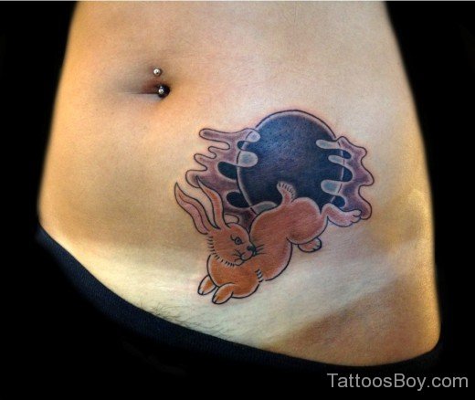 Brown Rabbit Tattoo On Waist-TB124