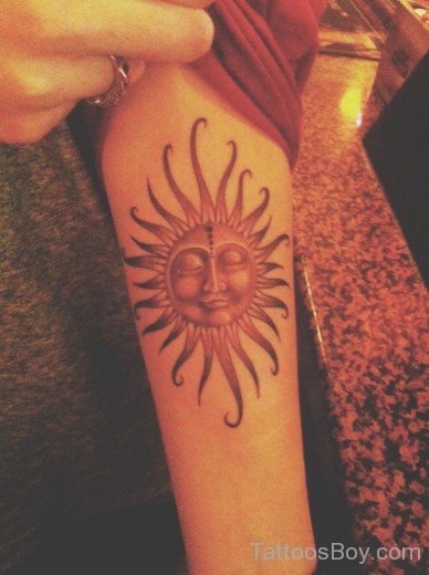 Buddhist Sun Tattoo On Arm-TB1019