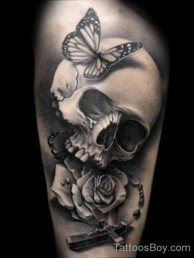 Butterfly And Skull Tattoo-TB12035