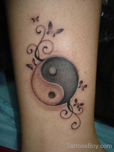 Butterfly And Yin Yang Tattoo-TB1221