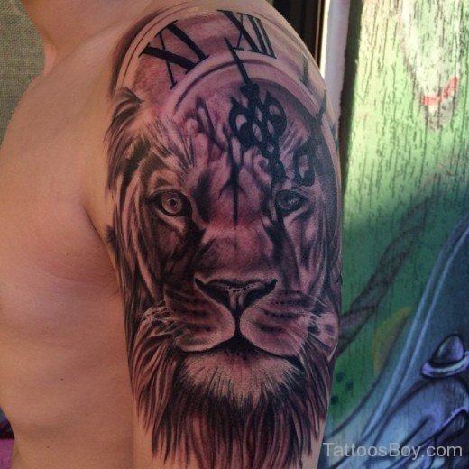 CLock And Lion Tattoo-TB1020