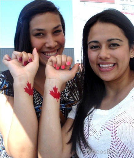 Canadian Leaf Tattoo On Wrist