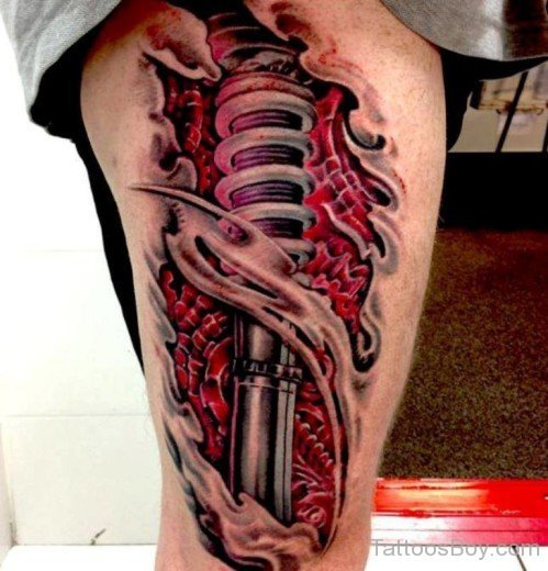 Car Shocker Tattoo On Leg-TB12037