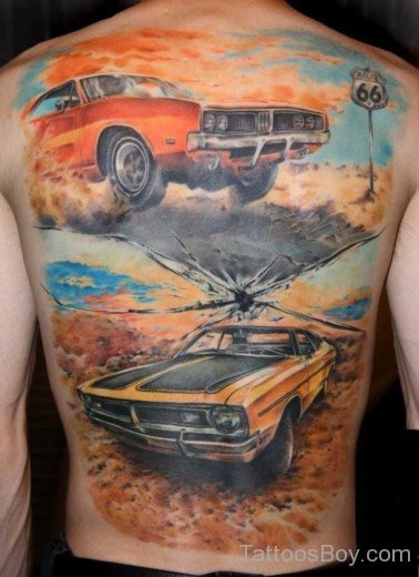 Car Tattoo On Full Back