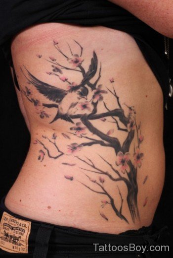 Cherry Blossom and Sparrow Tattoo-Tb1031