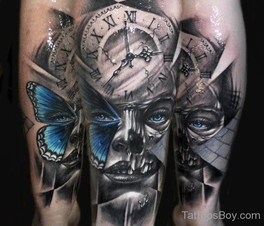 Clock And Mask Tattoo-TB107