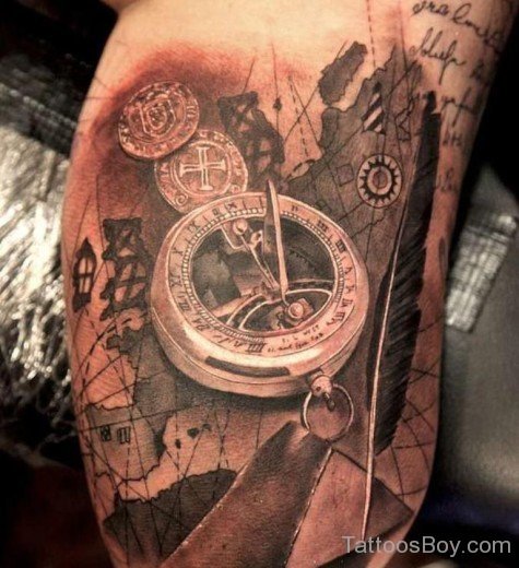 Clock Tattoo On Bicep