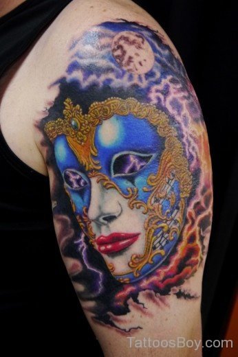 Clolored Venetian Mask Tattoo-TB1023