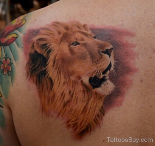 Color Lion Tattoo On Back-TB1021
