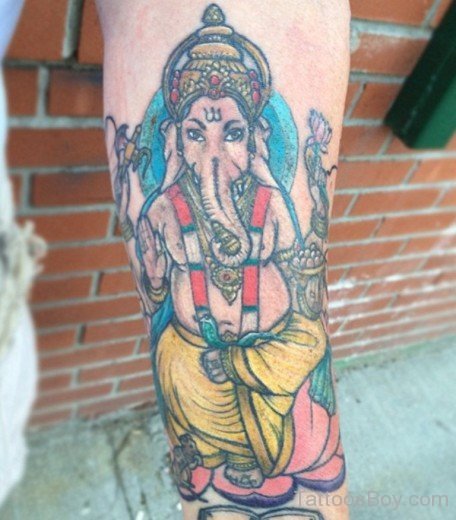 Colored Ganesha Tattoo 7-TB1028