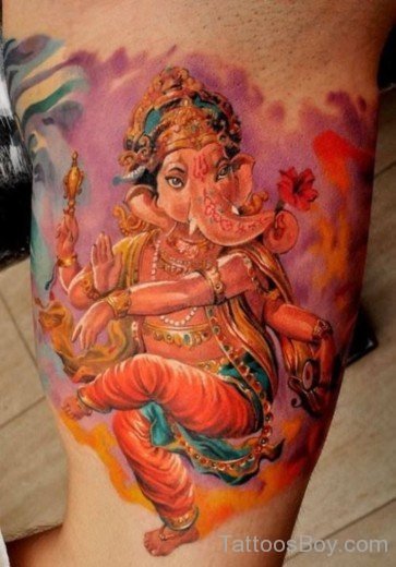 Beautiful Colored Ganesha Tattoos Design-TB1029