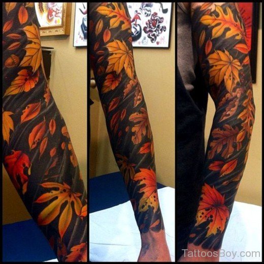 Colored Leaf Tattoo