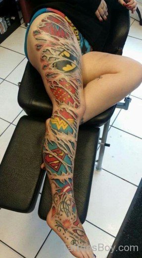 Colored Leg Tattoo