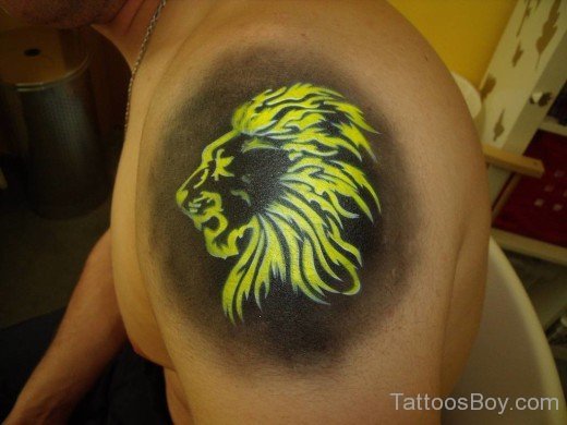 Colored Lion Head Tattoo 4-TB1022