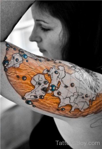Colored Map Tattoo