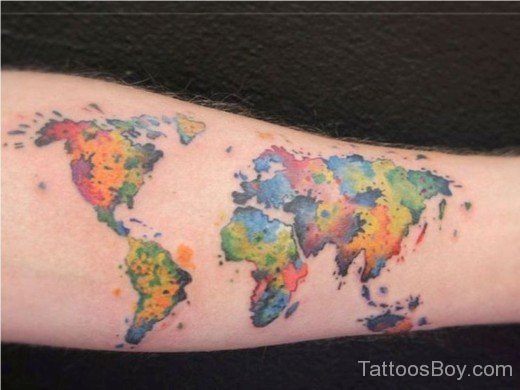 Colored Map Tattoo