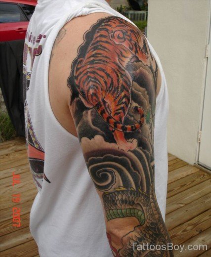 Colored Tiger Tattoo Design-TB1024