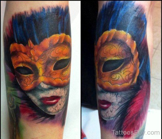 Colored Venetian Mask Tattoo 8-TB1024