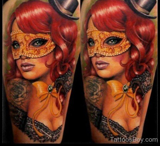 Colored Venetian Mask Tattoo Design-TB1025