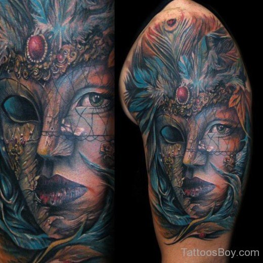 Colored Venetian Mask Tattoo-TB1027