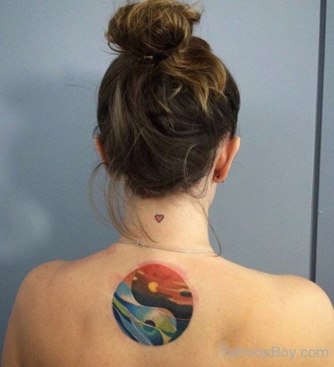 Colored Yin Yang Tattoo On Back-TB1226